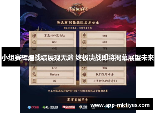 小组赛辉煌战绩展现无遗 终极决战即将揭幕展望未来